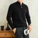 Autumn Winter New RL Pony Stand Collar Zipper Pullover Paul Sweater Men's Pure Cotton Embroidered Knitwear_viptrois.com