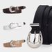 New Trend Three piece Women's High end Silver Buckle Simple and Versatile Fashion Decoration PU Belt_viptrois.com