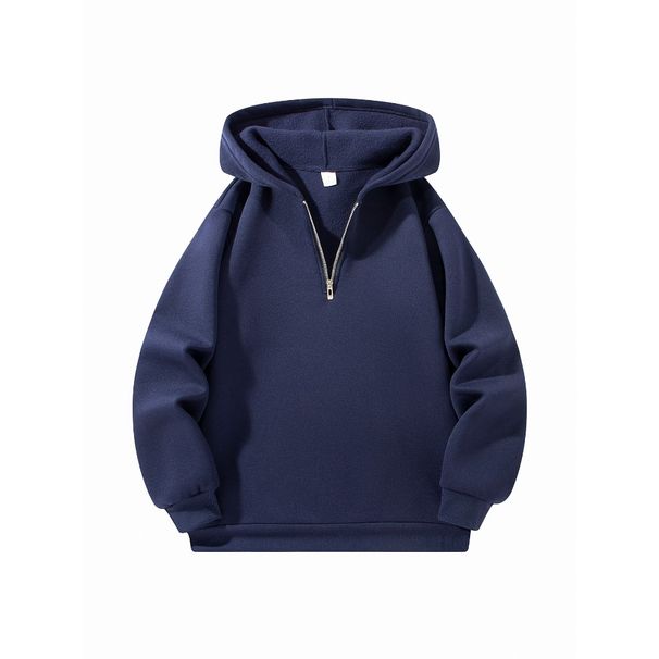 Männer Halb Zipper Mit Kapuze Hoodies Neue Einfarbig Langarm Sweatshirts Herbst Lose Sport Warme Sweats Mode Lässig Pullover_viptrois.com