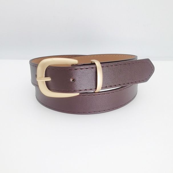 Women's Casual Belt - Adjustable Brown Leather Waistband With Minimalist Pin Buckle (Versatile Fashion Accessory For Students & Daily Wear)_viptrois.com