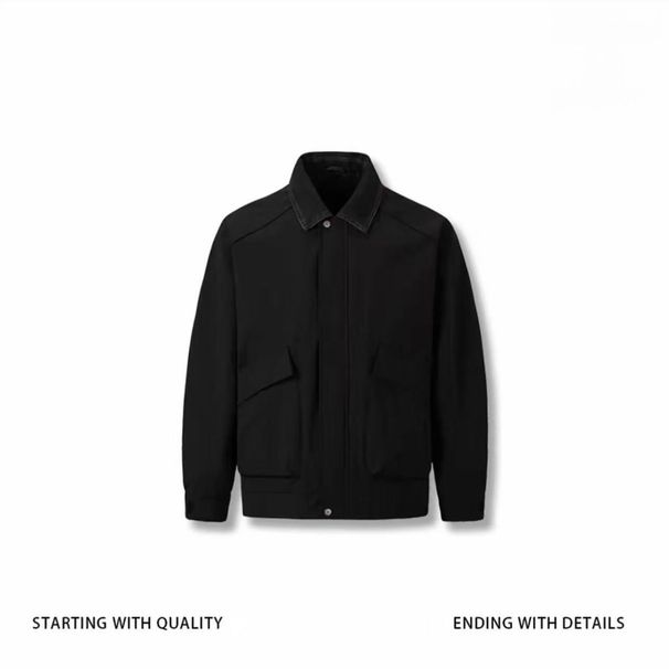 American Style Autumn Winter New Fashion Design Two-Piece Turn-Down Collar Men's High-Quality Jacket Casual Solid_viptrois.com