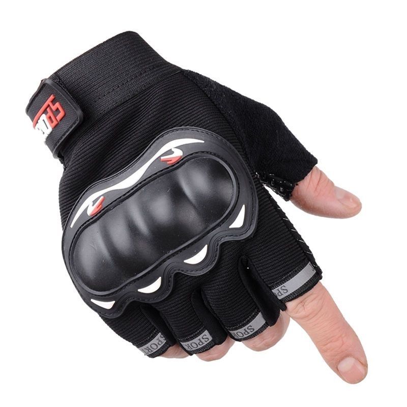 Motorcycle Gloves Full Protection Outdoor Rider Long Riding Half Finger Non-Slip Wear-Resistant Sports Men_viptrois.com