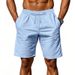 Men's Summer Casual Loose Shorts Straight Leg Linen Beach Sports Pants Style_viptrois.com