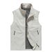 Men's Lightweight Windproof Vest Jacket - Breathable Workwear Sleeveless Zip-Up With Utility Pockets (Black/Khaki/Navy/Cream/Olive Green)_viptrois.com