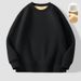 Men’s Fleece Crew Neck Sweatshirt – Thickened Winter Pullover, Plus Size (Black/Greyish, M-5XL)_viptrois.com
