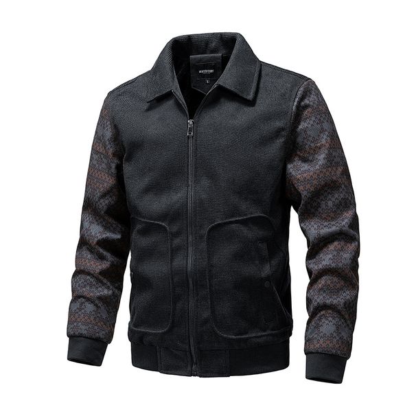 New Autumn And Winter Casual Patchwork Ethnic Style Long-sleeved Men's Jacket, Fashionable Men's Slim-fit Jacket_viptrois.com