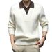 Two-Piece Sweater Autumn Winter Inner Collar Men's Business Casual Base Shirt Knitted Top_viptrois.com