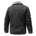 "Men's Heavyweight Fleece-Lined Work Jacket – All-Season Cotton-Polyester Blend With Utility Pockets | Black/Dark Gray | Sizes M-5XL"_viptrois.com