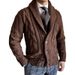 2025 Autumn And Winter New Knitted Jacquard Cardigan Sweater Men's Lapel Long Sleeved Twisted Flower Jacket Trend_viptrois.com