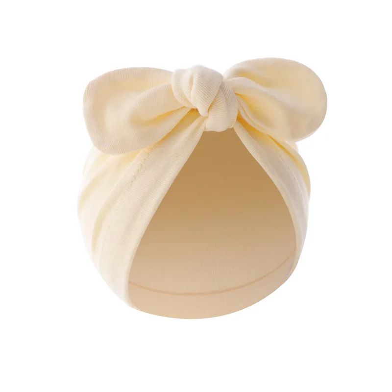 Newborn Hat for Girls Boys Beanie Cute Bows Turban Hats Cotton Infant Bonnet Solid Color Toddler Cap Baby Accessories 0-24M_viptrois.com