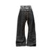 DETW 25ss * "Leopard Print" Original Niche Double-waist Original Cow Scimitar Jeans Stacked Design Men's And Women's Pants_viptrois.com