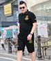 Men's Clothing Fat man plus size lapel t-shirt short-sleeved suit summer oversized shorts sweatpants two-piece suit 195_viptrois.com