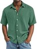 Men's Clothing Independent Station Men's Short Sleeved Lapel Shirt Double Layer Wrinkled Casual Shirt_viptrois.com