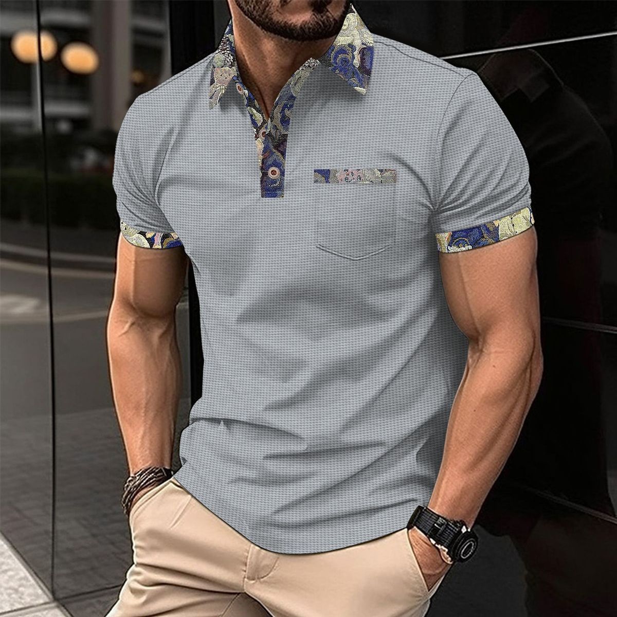 Business Mens Golf Polo Short Sleeve Polo Shirt Outdoor Casual Daily Summer 3D Print Micro-elastic Polyester Fake Pocket T Shirt_viptrois.com