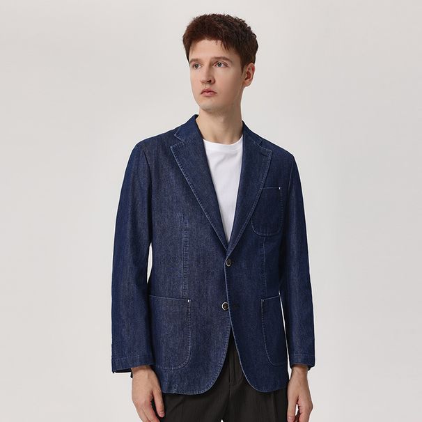 Men's Clothing New Autumn And Winter Washed Cotton Denim Suit Single Casual Western Light Business Suit Jacket Men_viptrois.com