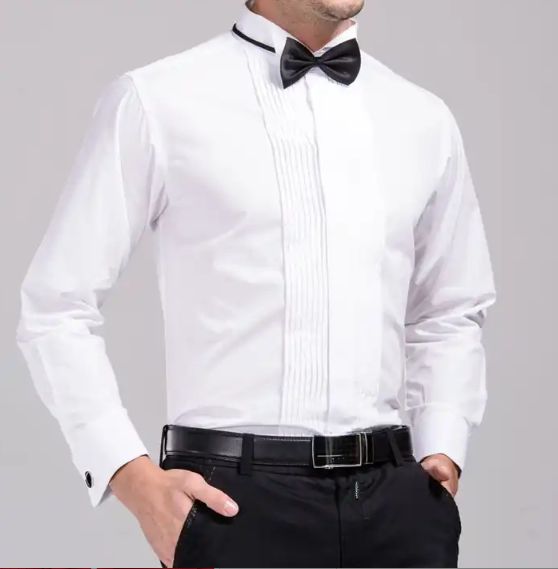 Men's Tailcoat Dress Shirt - Formal Wingtip Collar Tuxedo Shirt For Weddings & Performances_viptrois.com