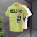 Men's Clothing Summer Cartoon Print Polo Shirt For Men Slim Fit Short Sleeve Turn Down Collar Casual Top Trendy Half Sleeve_viptrois.com