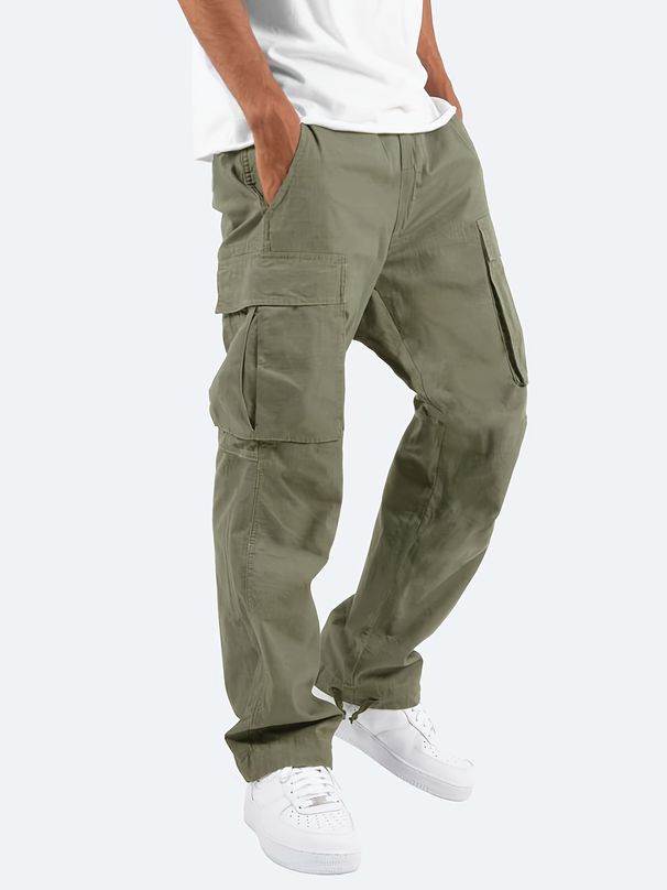 Men's Cargo Drawstring Multi-pocket Casual Pants_viptrois.com