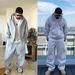 Large Zipper Hooded Autumn Men's Short Sweatshirt Top Gray Casual American Loose Fashion Versatile Set_viptrois.com