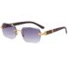 Wood Grain Temples Sunglasses - Metal Frame Trendy Square Shades_viptrois.com