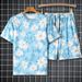 Men's Clothing Ice Silk Leisure Suit Men's Summer Leisure Flower Beach Short Sleeved Shorts Trendy Holiday Suit_viptrois.com