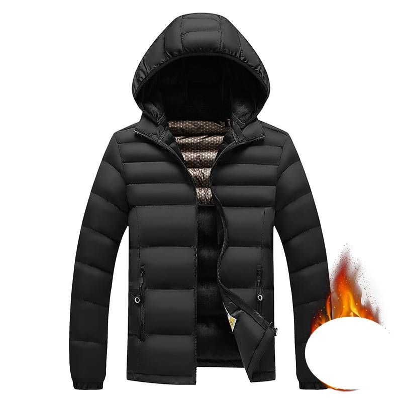 Men's Clothing Customized Light Ribs Cotton Coat Men's Winter Slim Fit Detachable Hood Plus Velvet Thickened Hooded Jacket Men_viptrois.com
