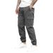 Men's Casual Cargo Pants With Drawstring Waist Multi-Pockets Lightweight Polyester Cotton Blend, Straight Leg Tactical Pants For Outdoor Work Travel_viptrois.com