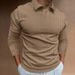 Men's Performance Polo Shirt – Slim Fit Stretch Knit Long Sleeve With V-Neck & Ribbed Collar (Quick-Dry Polyester, Gym-to-Street Versatility)_viptrois.com