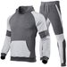 Loom 2020 European And American Cross-Border New Men's Fashion Plus Size Color Block Patchwork Hoodie Set One Piece_viptrois.com