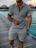 Men's Clothing 3D Printed Zipper Short Sleeved Polo Shirt Large Size Casual Suit Lapel Men's Shorts_viptrois.com