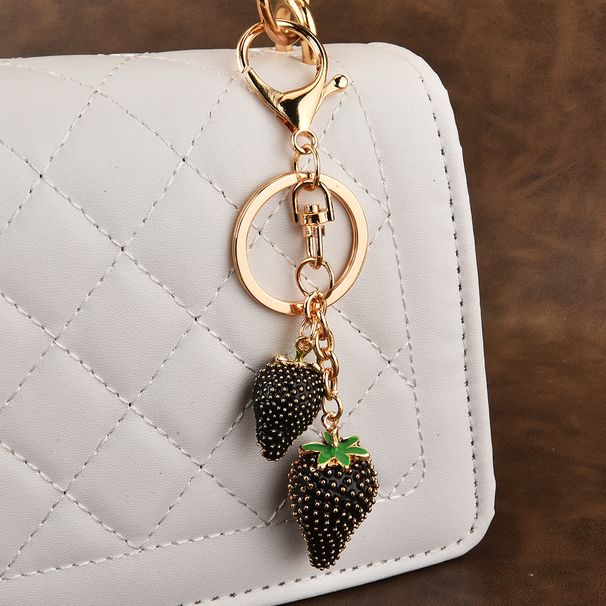 Bag Charm Fashion Small Strawberry Fruit Ladies Car Keychain Cute Alloy Keychain Key Ring Bag Pendant_viptrois.com