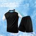 Men's Clothing Ice Silk Crew Neck T-Shirt Plus Size Quick Drying Short Sleeve Sports Suit Two Piece Set_viptrois.com