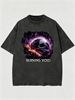 Men's Clothing Light Luxury T Shirt Short Sleeve Minimalist Burning Void Galaxy Skull Graphic Printing Round Neck T-Shirts_viptrois.com