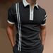 Summer T-shirts Men Men's Zip Polo Work Wear Turndown Clothes Tops Quarter Short Sleeve Fashion Classic Style Tropical Zipper_viptrois.com