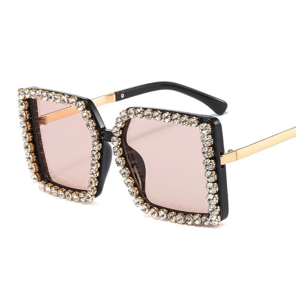 Square Diamond Studded Sunglasses For Women, Personalized Large Frame, Retro Fashion Sunglasses, Party Festival Decoration Glasses, Versatile_viptrois.com
