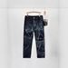 Cross Border Denim Wholesale Washed Tie Dyed Flared Men's American Trendy Handsome Heavy Industry Niche Straight Jeans_viptrois.com