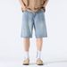2025 New Style Denim Shorts For Men, Summer Thin, Loose-fitting, 5-inch Straight-cut Mid-length Pants_viptrois.com