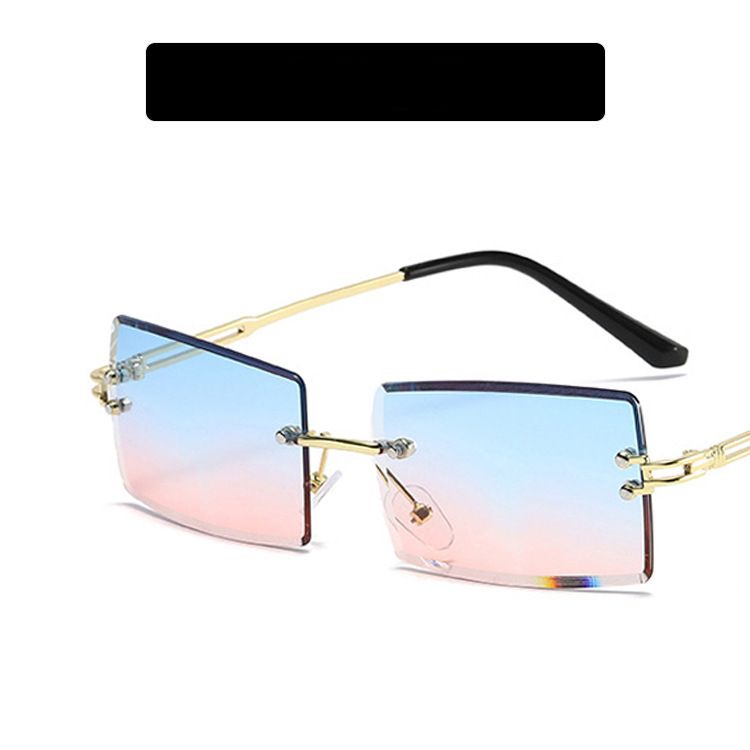 Square Frameless Diamond-Cut Sunglasses - UV400 Protection, Gradient Color Options, Fashionable & Lightweight Accessory For Outdoor Activities_viptrois.com