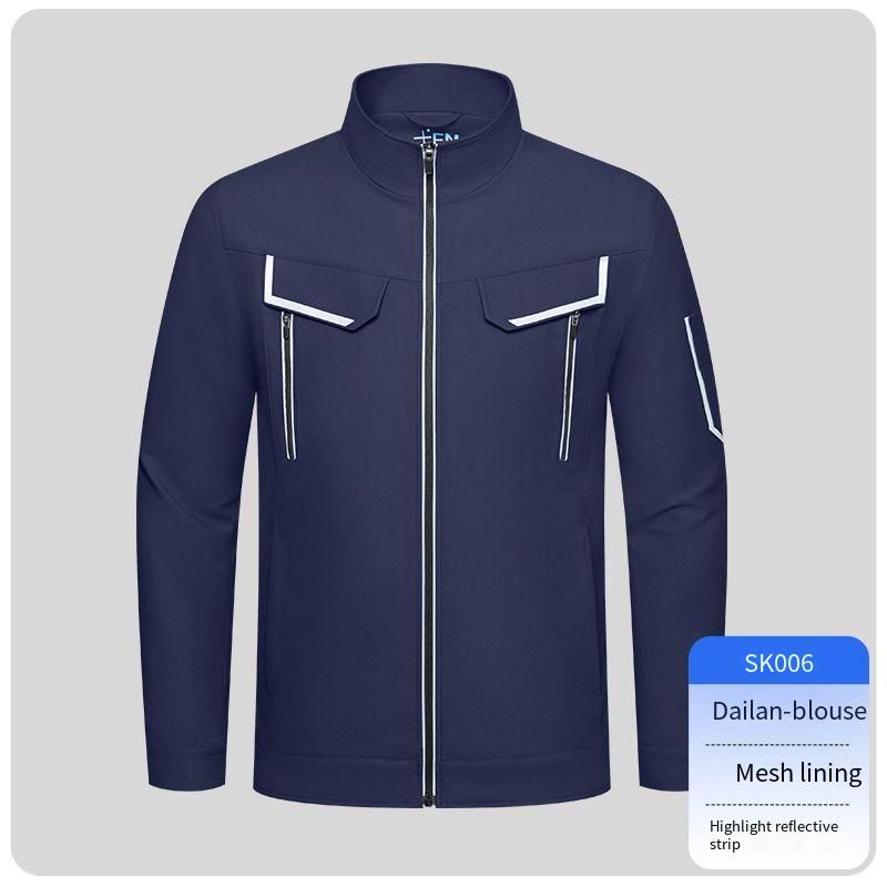 High Visibility Zippered Workwear Set For Men - Durable Polyester Safety Uniform With Reflective Strips, Moisture-Wicking & Breathable_viptrois.com