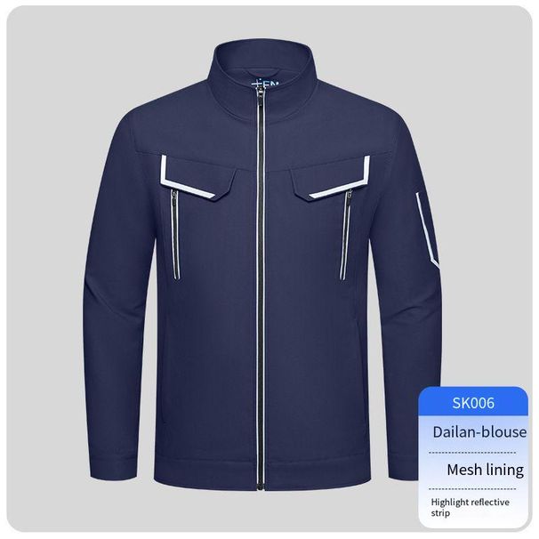 High Visibility Zippered Workwear Set For Men - Durable Polyester Safety Uniform With Reflective Strips, Moisture-Wicking & Breathable_viptrois.com