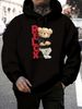 Men's Autumn And Winter Casual Fashionable Loose Hooded Sweatshirt RELDX Bear Pattern Printed Warm Long Sleeved Pullover_viptrois.com