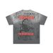 Vintage Gray Rhinestone Men's T-shirt Summer Loose Newspaper Scorpion Collage Double-sided Printed Couple's Top_viptrois.com