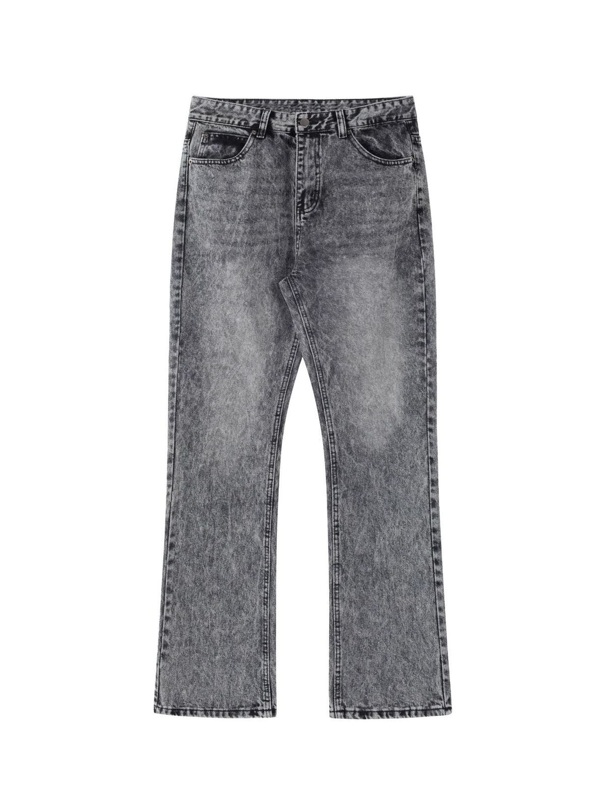 Men's Clothing | Black And Gray Washed Distressed Flared Jeans Vintage Retro Bamboo Grey Denim_viptrois.com