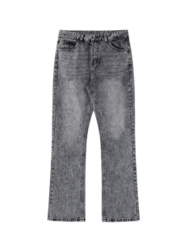 Men's Clothing | Black And Gray Washed Distressed Flared Jeans Vintage Retro Bamboo Grey Denim_viptrois.com