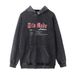American Street Style Rose Letter Men's Ins Niche Loose Frayed Washed Vintage Hoodie_viptrois.com