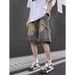 Men's Clothing Retro Old Waste Style Raw Edge Washed Denim Shorts Casual Versatile Shorts_viptrois.com