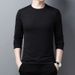 Men's Mulberry Silk Long Sleeve T-Shirt Round Neck Spring New Business Casual Versatile Top Solid Color Base Tee_viptrois.com
