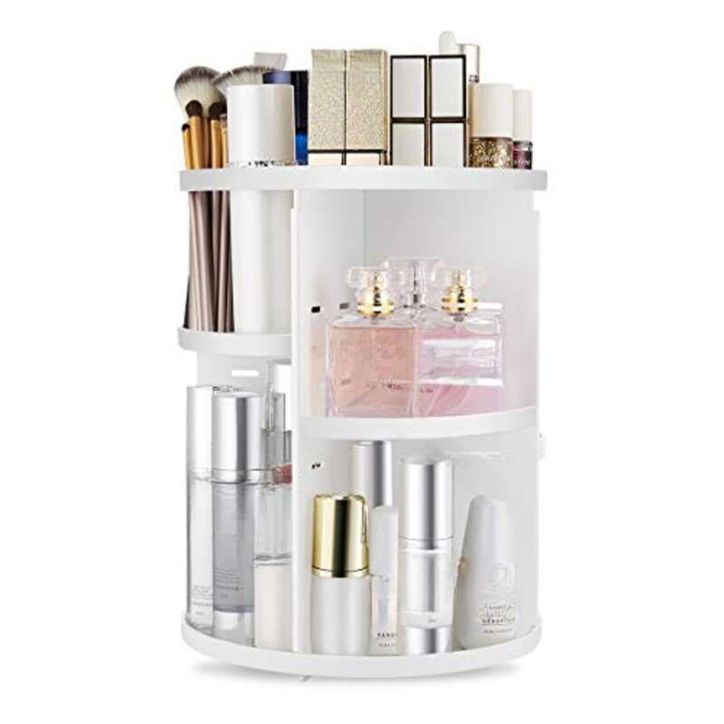 Seinlife 360 Degree DIY Adjustable Rotating Bracket, Foldable Storage Box, Large Capacity Makeup Stand, Suitable For_viptrois.com