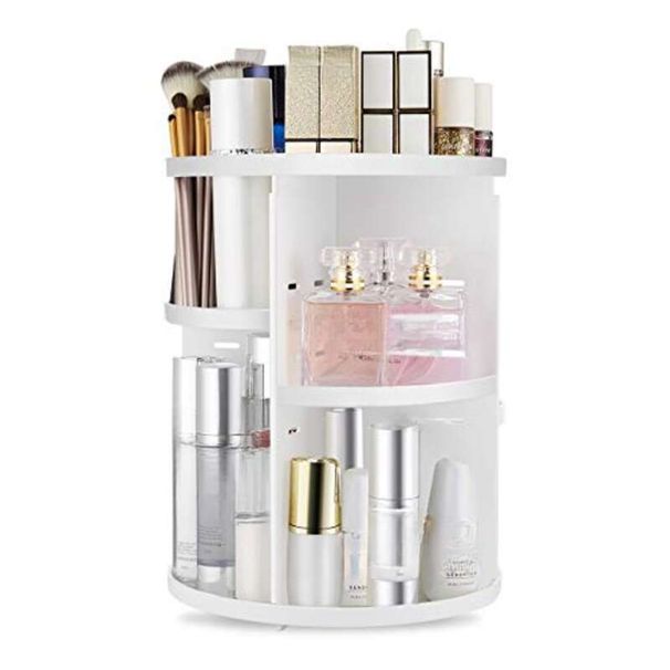 Seinlife 360 Degree DIY Adjustable Rotating Bracket, Foldable Storage Box, Large Capacity Makeup Stand, Suitable For_viptrois.com