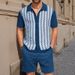 Men's Clothing Casual Jacquard Sweater Suit Cardigan Knitted Short Sleeved Shorts Two Piece Suit_viptrois.com